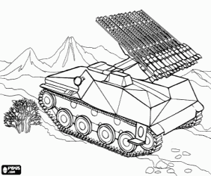 Coloriage Lanceur de missiles sur véhicule militaire
