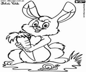 Coloriage Lapin aux carottes et escargot