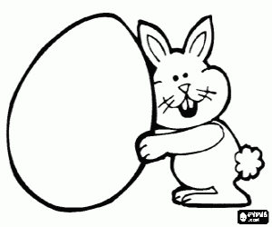 Coloriage Lapin avec un gros oeuf
