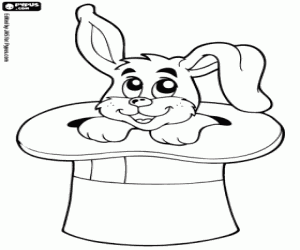 Coloriage Lapin dans le chapeau