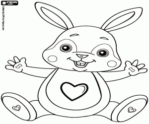 Coloriage Lapin de Pâques avec des cœurs