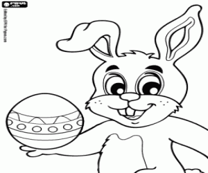 Coloriage Lapin de Pâques avec oeuf de Pâques
