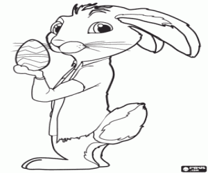 Coloriage Le lapin Hop et un oeuf de Pâques