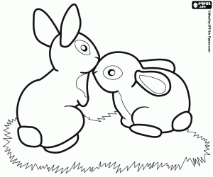 Coloriage Les lapins dans l'écurie