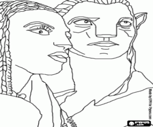 Coloriage Le avatar na'vi  de Jake et Neytiri 