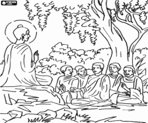 Coloriage Le Bouddha de convaincre ses compagnons