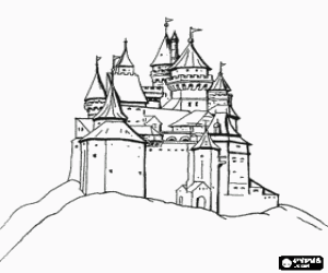 Coloriage Le château au sommet d'une montagne