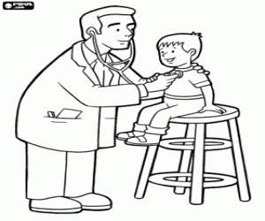 Coloriage Le médecin avec son patient, un enfant