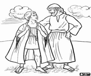 Coloriage Le patriarche Jacob avec son fils Joseph