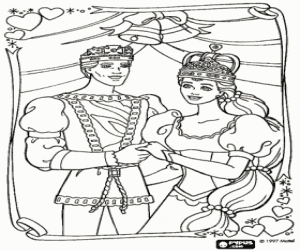 Coloriage Le prince et la princesse à son mariage