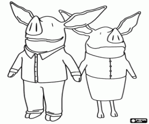 Coloriage Les parents d'Olivia le petit cochon