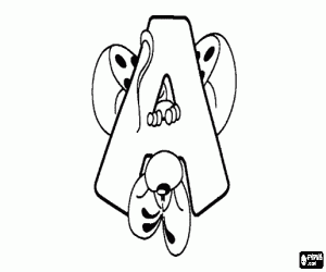 Coloriage Lettre A avec l'espiègle petit souris