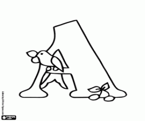 Coloriage Lettre A et un petit oiseau
