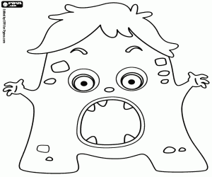 Coloriage Lettre A, un monstre à bras