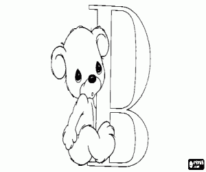 Coloriage Lettre B avec un petit ours