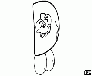 Coloriage Lettre D avec l'espiègle petit souris