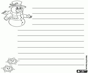 Coloriage Lettre de Noël avec bonhomme de neige