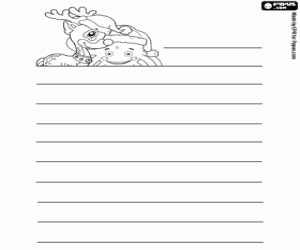 Coloriage Lettre de Noël avec Pypus et un renne