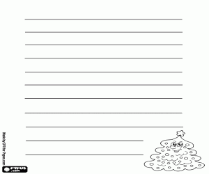 Coloriage Lettre de vœux avec arbre de Noël