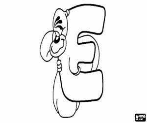 Coloriage Lettre E avec l'espiègle petit souris