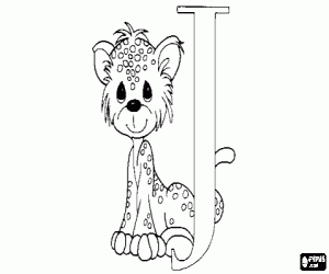 Coloriage Lettre J avec un petit jaguar