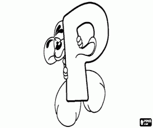 Coloriage Lettre P avec l'espiègle petit souris