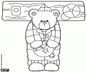 Coloriage La lettre T, un ours sur un porte-manteau