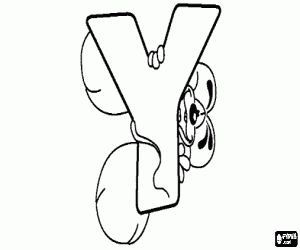 Coloriage Lettre Y avec l'espiègle petit souris