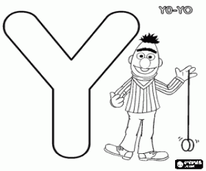 Coloriage Lettre Y avec un yo-yo et Bert