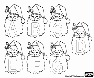 Coloriage Lettres A à G avec Santa Claus