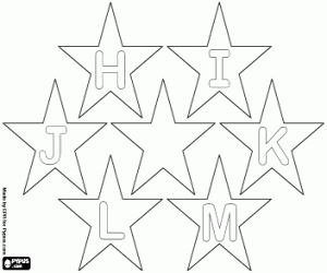 Coloriage Lettres de H à M avec étoiles