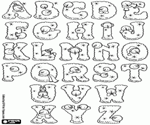 Coloriage Lettres de l'alphabet d'hiver
