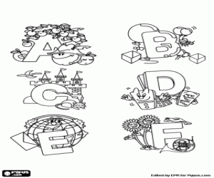 Coloriage Lettres décorée de A à F