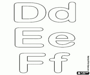 Coloriage Lettres D, E, F, alphabet de bulle