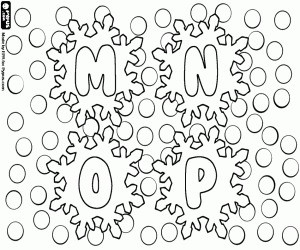 Coloriage Lettres M, N, O, P dans le cristal de glace