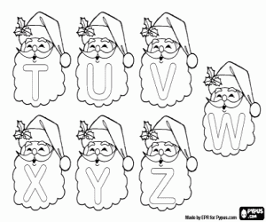 Coloriage Lettres du Père Noël de T à Z