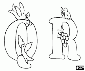 Coloriage Lettres Q et R avec les petits oiseaux