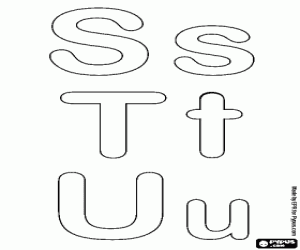 Coloriage Lettres S, T, U, alphabet de bulle
