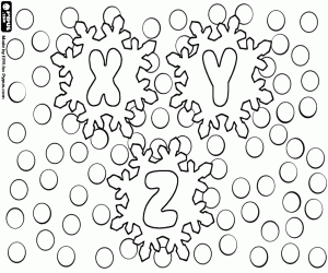 Coloriage Lettres X, Y, Z avec flocons de neige