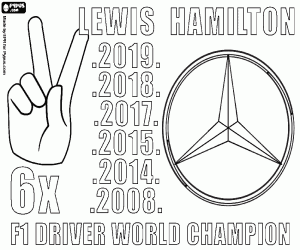Coloriage Lewis Hamilton, champion du monde x6