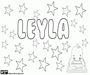 Coloriage Leyla, nom d'origine arabe