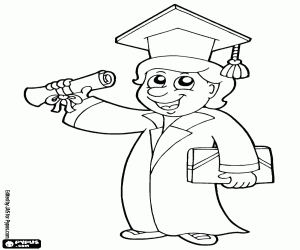 Coloriage Licencié avec diplôme