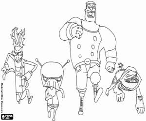Coloriage La Ligue des super vilains, protagonistes