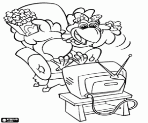 Coloriage Lilica la poule et la télévision