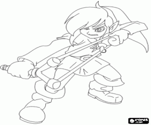 Coloriage Link avec la fronde