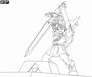 Coloriage Link et l'épée, Legend of Zelda