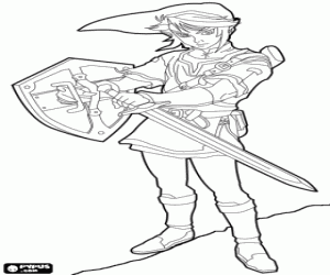 Coloriage Link vers The Legend of Zelda