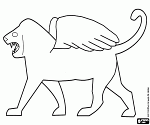Coloriage Lion ailé, une créature mythique
