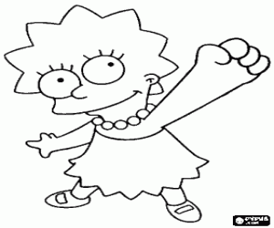 Coloriage Lisa Simpson en étirant le bras