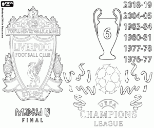 Coloriage Liverpool, Champions League 2019